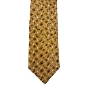 Vintage Robert Talbott Studio Silk Geometric Tie Gold Black Made in USA 58"x4"